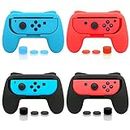 FASTSNAIL 4 Pack Grips Kit Compatible with Nintendo Switch Animal Crossing for Joy-Con, Wear-Resistant Grip Controller for Joy-con & OLED Model for Joycon with 12 Thumb Grip