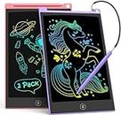 TECJOE 2 Pack LCD Writing Tablet, 10 Inch Colorful Doodle Board for Kids, Electronic Drawing Tablet, Kids Travel Games Activity for Learning, Toy Gifts for 3–6-Year-Old(Pink and Violet)