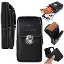 Phone Holster for LG V40 ThinQ Zipper Wallet Case with Beltclip PU Leather Credit Cash Card Pouch Holder Flip Cell Carrying Bag Cover LGV40 Storm V 40 Thin Q V40ThinQ LG40 40V 40ThinQ Men Black