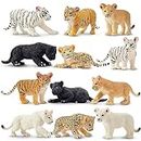 Toymany 11 Safari Animal Figurines, High Emulational Detailed Baby Plastic Zoo Animals, Lions Tigers Cheetahs Lynx Figure Toy Set, Easter Eggs Cake Toppers Christmas Birthday Gift for Kids Toddlers