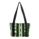 Glorious Stripes,'Green and Black Stripe Handwoven Shoulder Bag (11 Inch)'