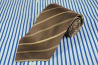 Bugatchi Uomo Men's Tie Shades Of Brown Striped Woven Silk Necktie 56 x 3.75 in.