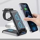 3 in 1 Charging Wireless Station for Multiple Devices - 15W Multiple Smart Protections Wireless Charger Stand for Phone/Watch/Earbuds Mobile Devices - Compatible for iOS/Android
