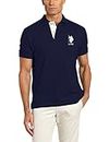 U.S. POLO ASSN. Men's Short Sleeve Shirt with Applique - Large - Classic Navy/White