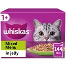 144 x 85g Whiskas 1+ Mixed Menu Adult Wet Cat Food Pouches in Jelly
