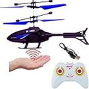 VEZIMON® Hand Induction Flying Helicopter with Remote | Electronic Radio RC Remote Control Toy | Charging Helicopter with Safety Sensor for Kids I Black Color I Pack of 1 (Black Blue)