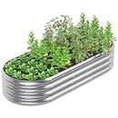 OSMOFUZE Raised Garden Bed, Oval Galvanized Large Metal Outdoor Planter Box Kit, Backyard Patio Raised Beds for Vegetables, Flower, Herbs, 5x2x1ft