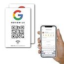 MESSAGENES | Review Us on Google QR Code Stickers | Reusable Smart QR Code and NFC | Pack 2 NFC Card Sticker Units | Easy Reviews | Modify Link Whenever You Want | Google Decal for Business and Stores