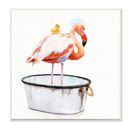 Bay Isle Home™ Flamingo Bath Time Charming Bubble Detail by Jennifer Redstreake - Painting Print Wood in Brown | 12 H in | Wayfair