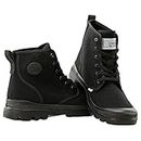 Farm Blue Men's Ranger Boots in Matte Black - High Top Hiking Shoes for Men - Water-Resistant Canvas Combat Boots with Orthotic Insoles - Tactical Shoes for Casual, Work, or Outdoor Wear (Black, 9)