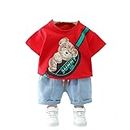 Googo Gaaga Boy's Cotton Full Sleeves Sweatshirt with Pant Set in Red Color (15-18 Months)