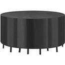 Funda para Muebles de Jardín Round Patio Furniture Covers 210D Heavy Duty Outdoor Furniture Covers Table Cover of Windproof Waterproof Anti-UV for Garden ( Color : Black , Size : 255X95cm )