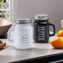 The Better Home Glass Salt & Pepper Shakers Set- Black & White | Moisture-Proof Seasoning Shakers with Handle | Perfect Pour Holes for Kitchen Dining Table Restaurant (Pack of 1)