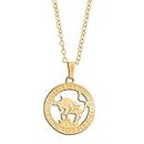 MOONDUST Gold Plated Delicate Stylish and Latest Zodiac Sun Sign Rashi Pendants Necklace for Women & Girls - TAURUS, M (MD_2085)