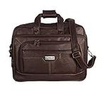 Handcuffs Laptop Bag 17 inch Messenger Leather Office Bag For Men (Brown)
