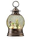 Snow Globe Lighted Christmas Decorations, Snowman Family Christmas Snow Globe Lantern with Swirling Glitter, Musical Christmas Holiday Party Gifts and Decorations…