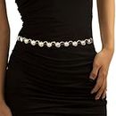 Women Girls Pearl Waist Chain Elegant Design Belly Slim Skinny Belt with Bead Pendant 234, 7#, One Size