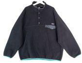 Patagonia Synchilla Snap-T Fleece Pullover Black/Teal Y2K Men's Size XL