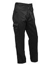 FNT Workwear Black Multi Pockets Men Cargo Combat Work Trousers Work Pants with Button & Zip Fly (36W / 33L, Black)