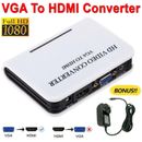 1080P Full HD TV VGA TO HDMI Converter Box With Adapter For Desktop PC Laptop AU