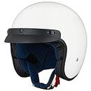 ILM 3/4 Open Face Motorcycle Helmet DOT Approved Retro Half Casco Fit Men Women ATV Moped Scooter(White,Small)