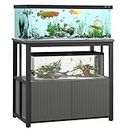 BEWISHOME 20-29 Gallon Fish Tank Stand Metal Frame Aquarium Stand with Cabinet for Accessories Storage, Suitable for Turtle, Reptile, Terrariums Tank, 960LBS Capacity Grey KYG02H