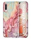 Btscase for Samsung Galaxy A50 Case, Galaxy A50s Case, Marble Pattern 3 in 1 Heavy Duty Shockproof Full Body Rugged Hard PC+Soft Silicone Drop Protective Women Girls Cover for A50/A50s, Rose Gold