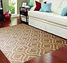 ZARA CARPETS; Can change the floor Hand Made Modern Design With (Usa) Exported Collection Rectangular Carpets For Living Room Size 4 Feet By 6 Feet (4 * 6 Feet) Beige White