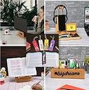 GKD Desk Organizer combo 5 pc set of wooden laptop stand, book reading stand, motivational big dream storage box for stationaries and unique headphone and mobile accessories stand