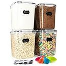 Storeganize Flour Sugar Storage Containers (5.3L/4pk) Great Rice Canisters Sets For The Kitchen pantry, Large Food Storage Containers With Lids Airtight