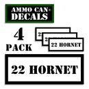 22 HORNET Ammo Can Decals Ammunition Ammo Can Labels Vinyl 3"x1.15" WT 4-pack