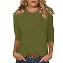 Lightning Deals of Today Prime,3/4 Length Sleeve Womens Tops Dressy Casual Plus Size Summer Tops 2024 Trendy Spring Fashion Ladies Blouses Elbow Sleeve Tees Shirt Cruise Outfits(1d#Mint Green,XXL)