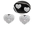 2Pcs Bling Heart Shaped Air Vent Clips, Crystal Car Air Fresheners Vent Clips Car Accessories Rhinestone Oil Diffuser Vent Clip Car Interior Decoration for Women (Silver)