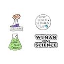 Women In Science Brooch Science Is Life Enamel Pin Flask Brooch Badge 4Pcs Science Plant Pin Set Lapel Laboratory Brooch Pin for Backpacks Clothes Caps Bags Accessories Gift