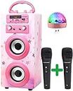 DYNASONIC - (3rd Gen) Portable Bluetooth Speaker with Karaoke Mode and Microphone, FM Radio and USB SD Reader (Model 15, Disklight)