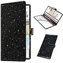 RSAquar Car Registration and Insurance Holder, Car Glove Box Organizer, Car Accessories for ID, Driver's License Cards & Essential Document, Men&Women, AAA Glitter Black, Large, Bling