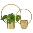 Light Garden 201635 - S/2 MTL GOLD RING PLANTERS 11", 14" Home Office Planters