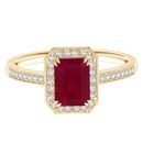Double claw Women Ring Ruby Synthetic Solitaire Accents Women Ring 10k Yellow Go