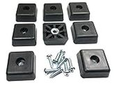 8 Large Square Rubber Feet Foot Bumpers w/Stainless Screws - .590 H X 1.500 W - Made in USA - Heavy Duty, Non Marking for Furniture, Tables, Chairs, Desks, Benches, Sofas, Chests, & Other Items.