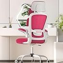 Mimoglad Office Chair, High Back Ergonomic Desk Chair with Adjustable Lumbar Support and Headrest, Swivel Task Chair with flip-up Armrests for Guitar Playing, 5 Years Warranty (Modern, Barbie Pink)