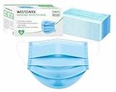 WESTON9X 3 Cotton Ply Mask have Nose Pin Blue, Soft Loops Pack of 100, Unisex