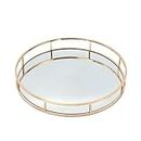 Luxury Chrome Round Rosegold Mirror Serving Tray Coffee Table Home Metal Plate