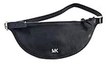 Michael Kors 558817 Black With Silver Hardware MK Logo Design Reversible Women's Belt Bag Waist Pack, Black, L/XL, Waist Pack