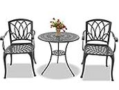 Centurion Support POSITANO - Juego de mesa de jardín y patio y 2 sillas grandes con reposabrazos, aluminio fundido