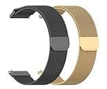 AONES Pack of 2 Magnetic Loop Watch Strap Compatible for Moto 360 2nd Gen 42mm Watch Strap Black, Gold
