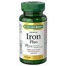 Nature's Bounty Gentle Iron Supplement, Helps Prevent Iron Deficiency Anemia, 28mg, 90 Capsules, Multi-colored