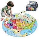 DIGOBAY United States Puzzle 70 Pieces USA Map Floor Jigsaw Puzzles for Kids Ages 4-10, Jumbo Round US Geography Puzzle 50 States with Capitals Educational Learning Toys for Boy or Girl