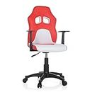 hjh OFFICE 670760 Chaise pivotante pour Enfants et Adolescents Teen Game AL Cuir synthétique Rouge/Blanc Chaise pivotante avec accoudoirs, évolutive