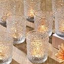 12pcs Glass Votive Candle Holders Bulk, Clear Telight Candle Holders in Bulk for Table Centerpiece, Tea Light Candle Holder for Gift Wedding Table Decor & Christmas Thanksgiving (Clear,12pcs)