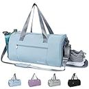Gym Bag Sports Duffel Bag with Wet Pocket & Shoe Compartment Lightweight Large Fitness Workout Bag for Men and Women, Mint Green